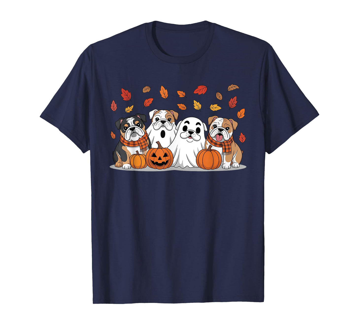 English Bulldog Ghost Fall Autumn Thanksgiving Halloween T-Shirt