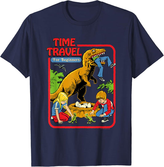 Steven Rhodes Time Travel T-Rex Dinosaur Retro Dark Humor T-Shirt