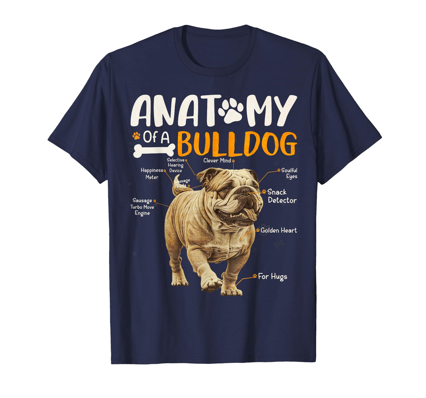 Vintage Anatomy Of A Bulldog Dog Funny Puppy Pet Lover T-Shirt