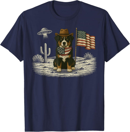 Australian Shepherd 4th of July US American Flag Patriotic T-Shirt