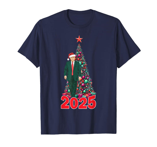 Funny Christmas Trump Santa 2025 Meme Xmas Tree Patriotic T-Shirt