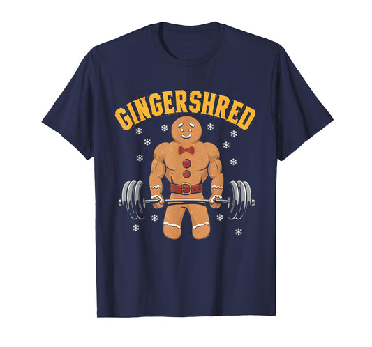 Gingershred Funny Gingerbread Man Gym Bodybuilding Christmas T-Shirt