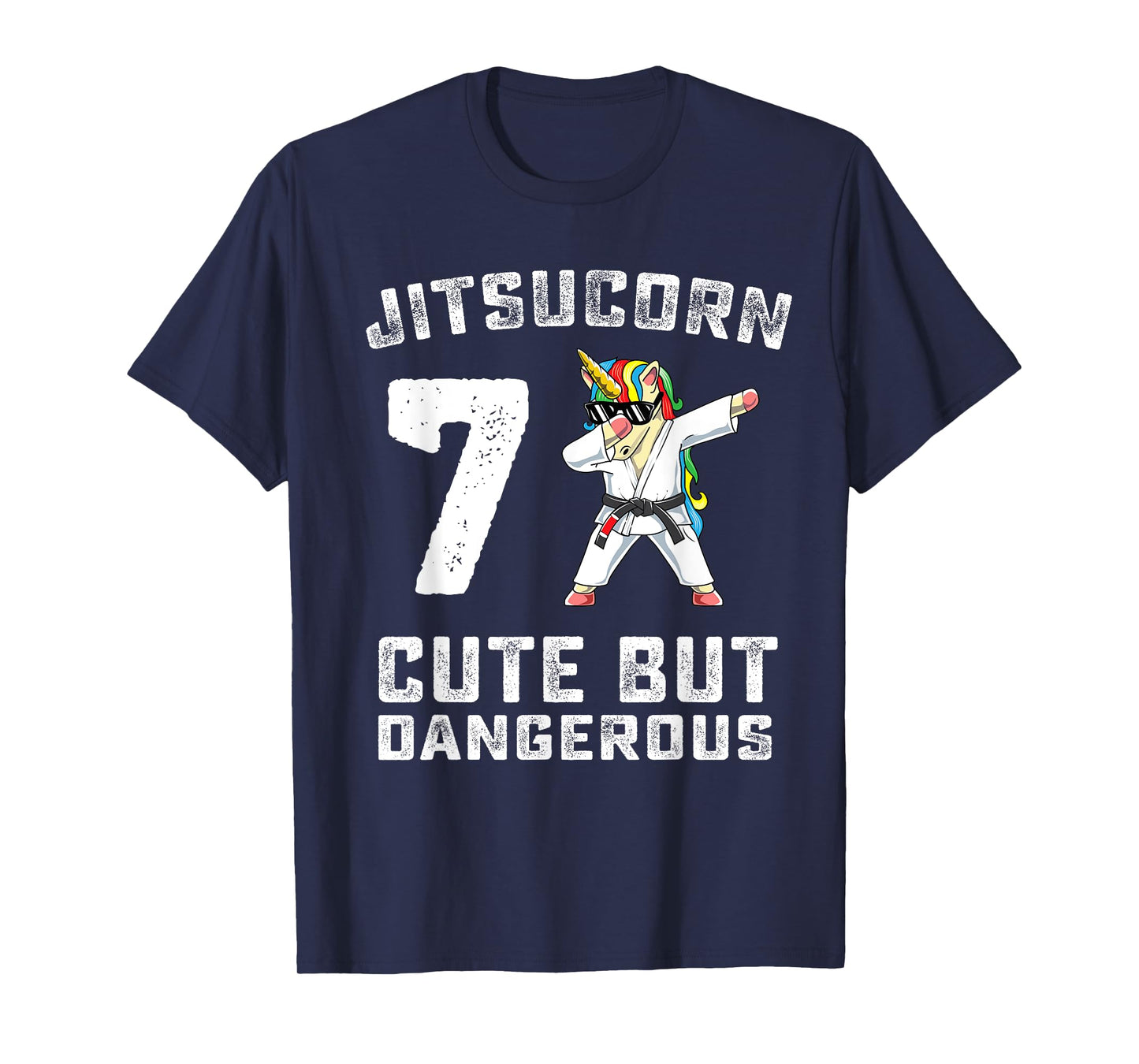 7 Year Old Jiu Jitsu Birthday Gift BJJ Dabbing Unicorn Girl T-Shirt