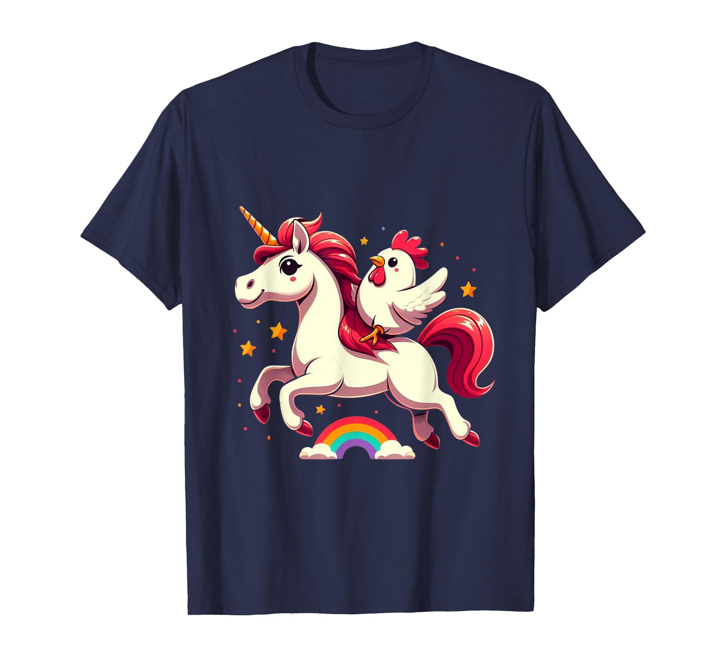 Chicken Riding A Unicorn Boys Girls Men Women Kids Adults T-Shirt