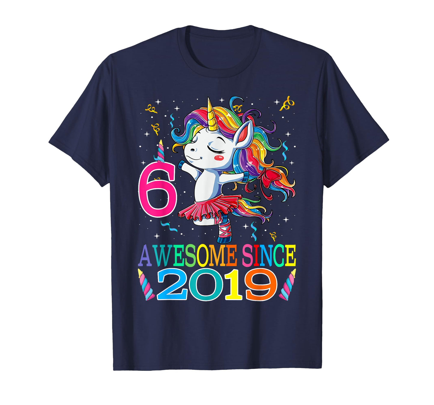 Dancing Unicorn 6 Year Old 6th Birthday Girl Unicorn Party T-Shirt