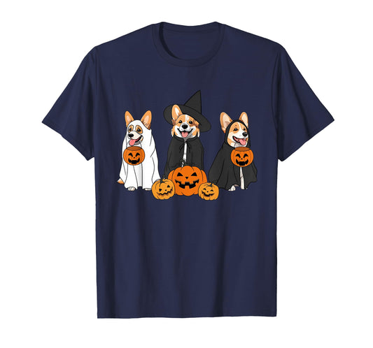 Funny Halloween Ghost Dog Pumpkin Spooky Season T-Shirt