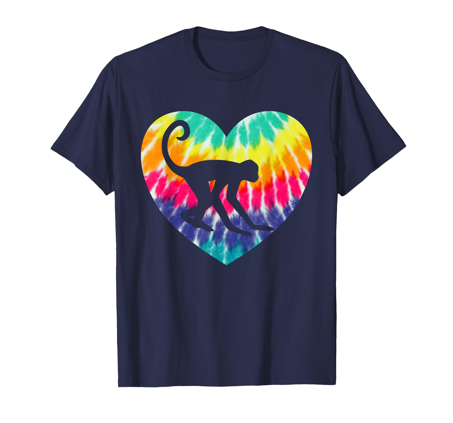 Spider Monkey Heart With Tie dye Print For Monkey Lover T-Shirt