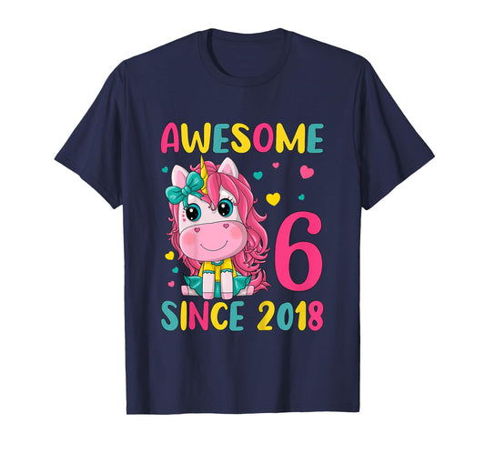 6th Birthday Party Unicorn Girl 6 Years Old Birthday T-Shirt