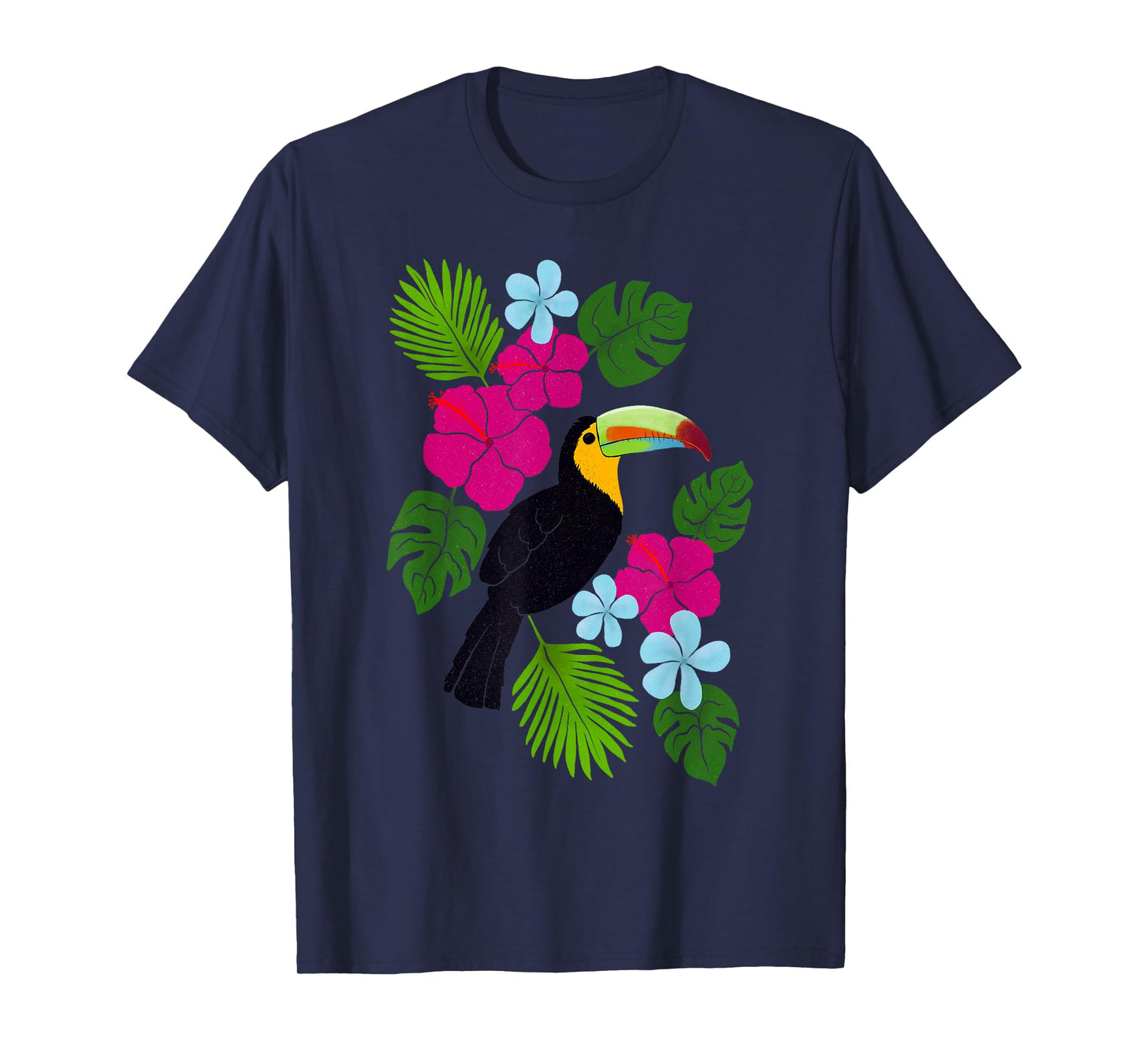 Tropical Toucan With Bright Florals and Leaves T-Shirt
