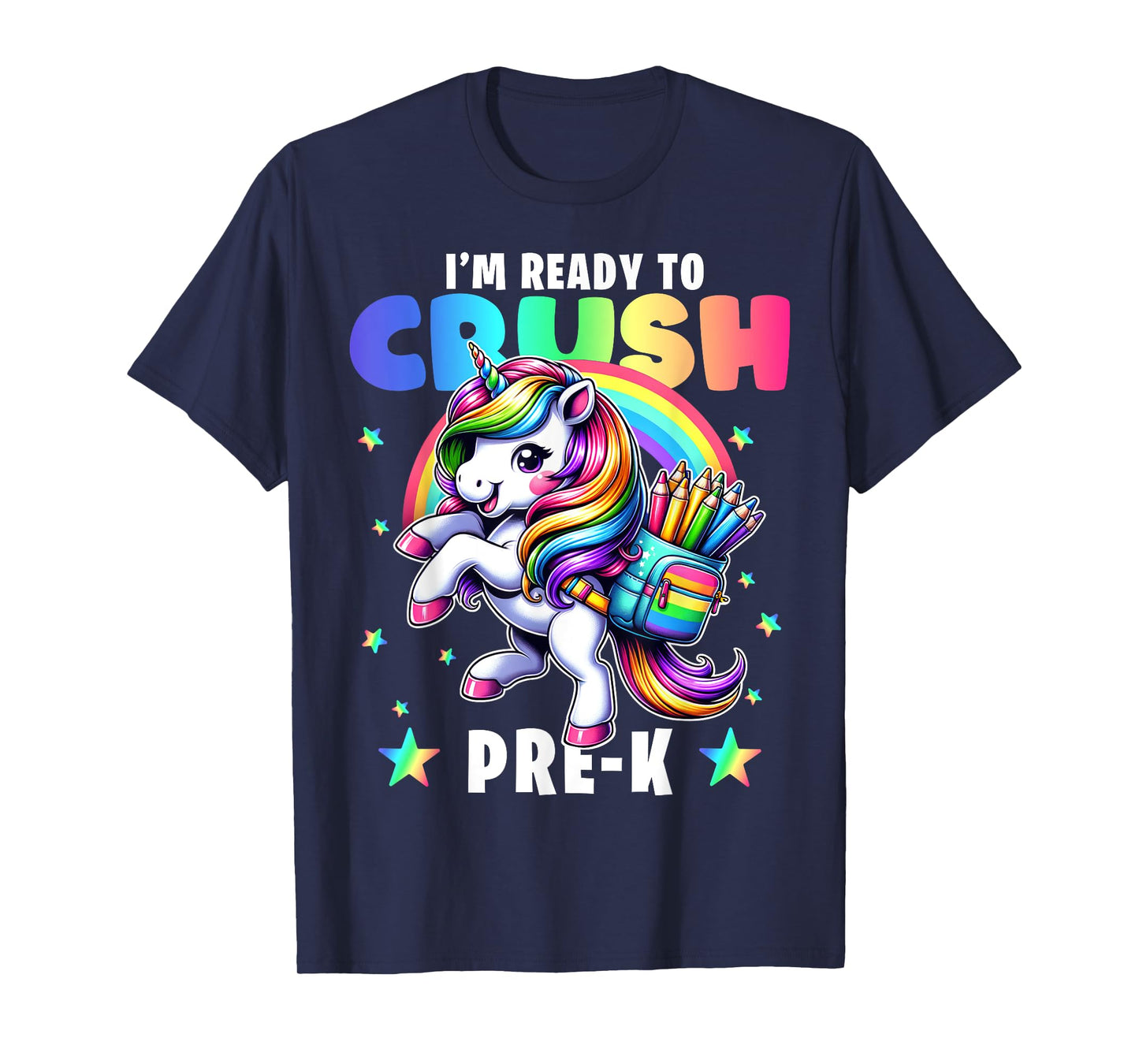 Crush Pre-K Girls Back to School Unicorn First Day Preschool T-Shirt