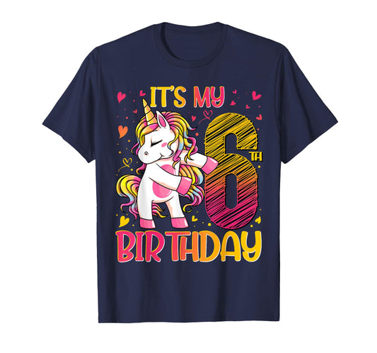 6 Year Old Gifts Unicorn Flossing 6th Birthday Girl Party T-Shirt