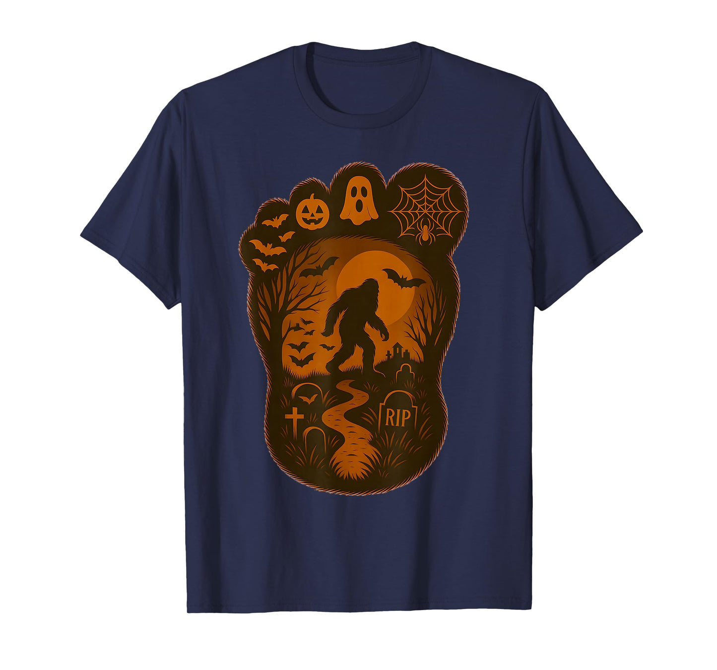 Bigfoot Foot Print Halloween Spooky Sasquatch Men's Women's T-Shirt