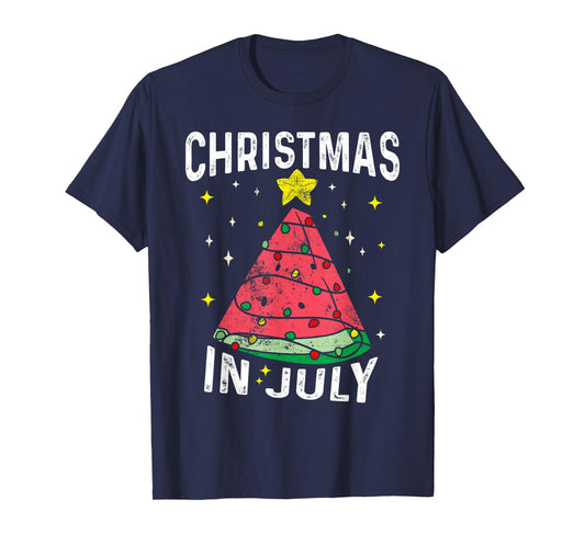 Xmas In July Watermelon Tree Funny Summer Christmas July T-Shirt