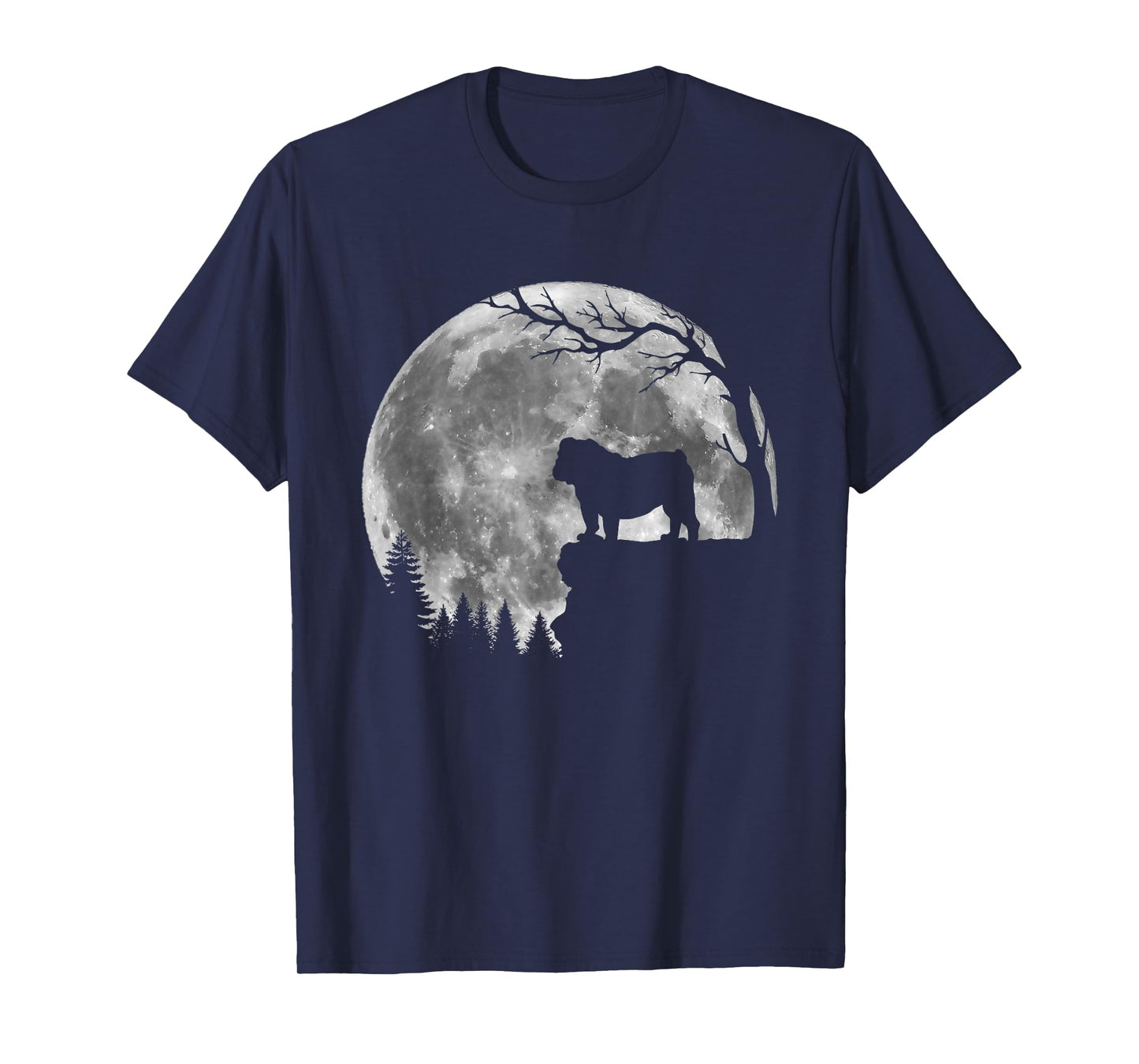 English Bulldog Moon Silhouette Funny Lazy Halloween Costume T-Shirt