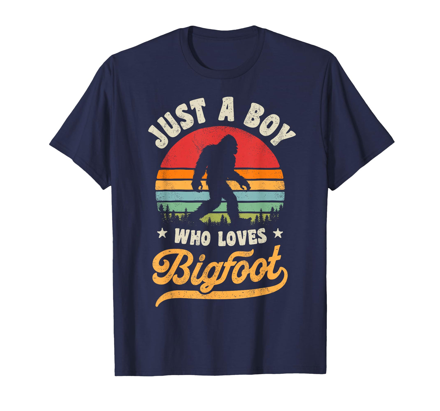Bigfoot Just A Boy Who Loves Sasquatch Funny Retro Vintage T-Shirt