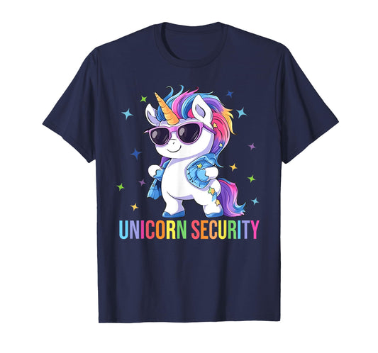 Birthday Party Dad Mom Daughter Costume Unicorn Security T-Shirt