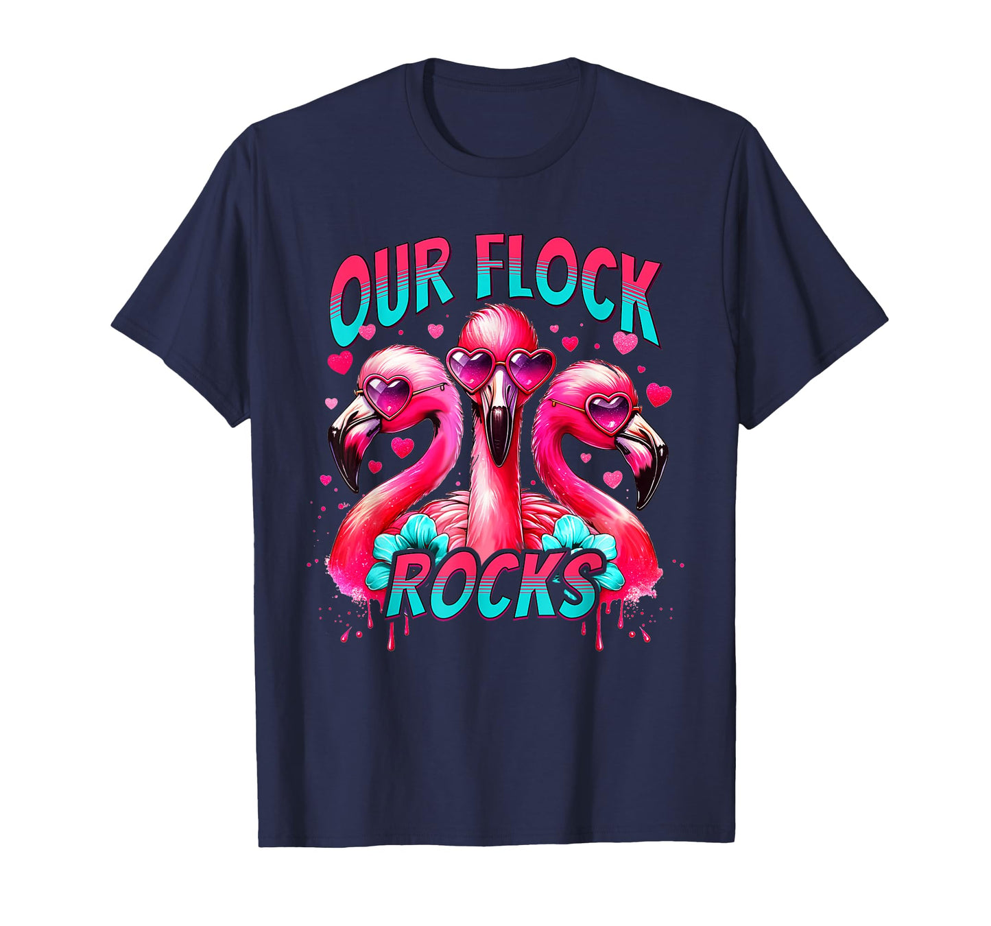 Our Flock Rocks Flamingo Matching Family Vacation T-Shirt