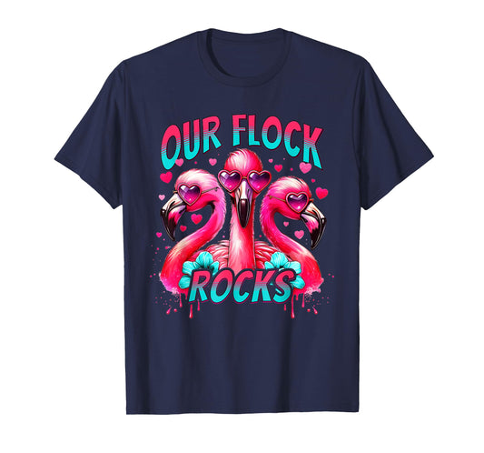Our Flock Rocks Flamingo Matching Family Vacation T-Shirt