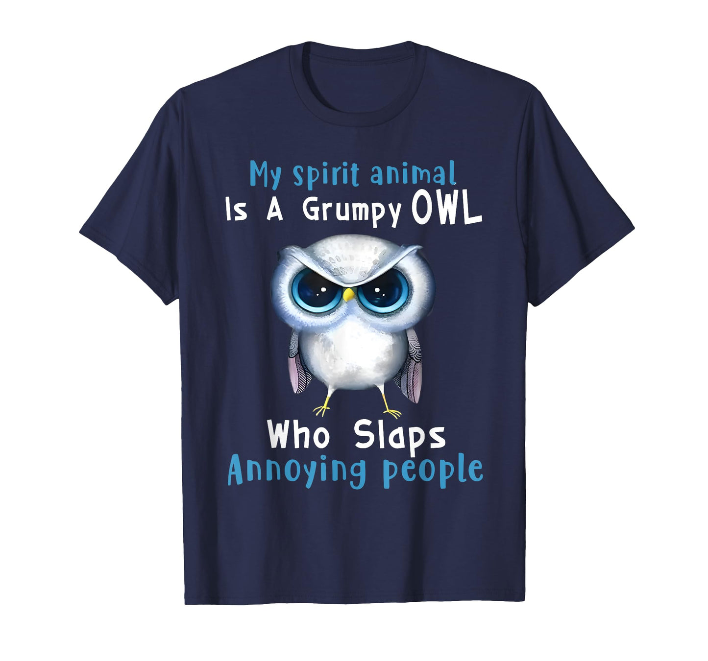 Art Animal Lover Owl Grumpy Owl Spirit Animal T-Shirt, Black, Unisex, Small, Short Sleeve, Modern, Cartoon, All Seasons, Casual, Halloween, Christmas
