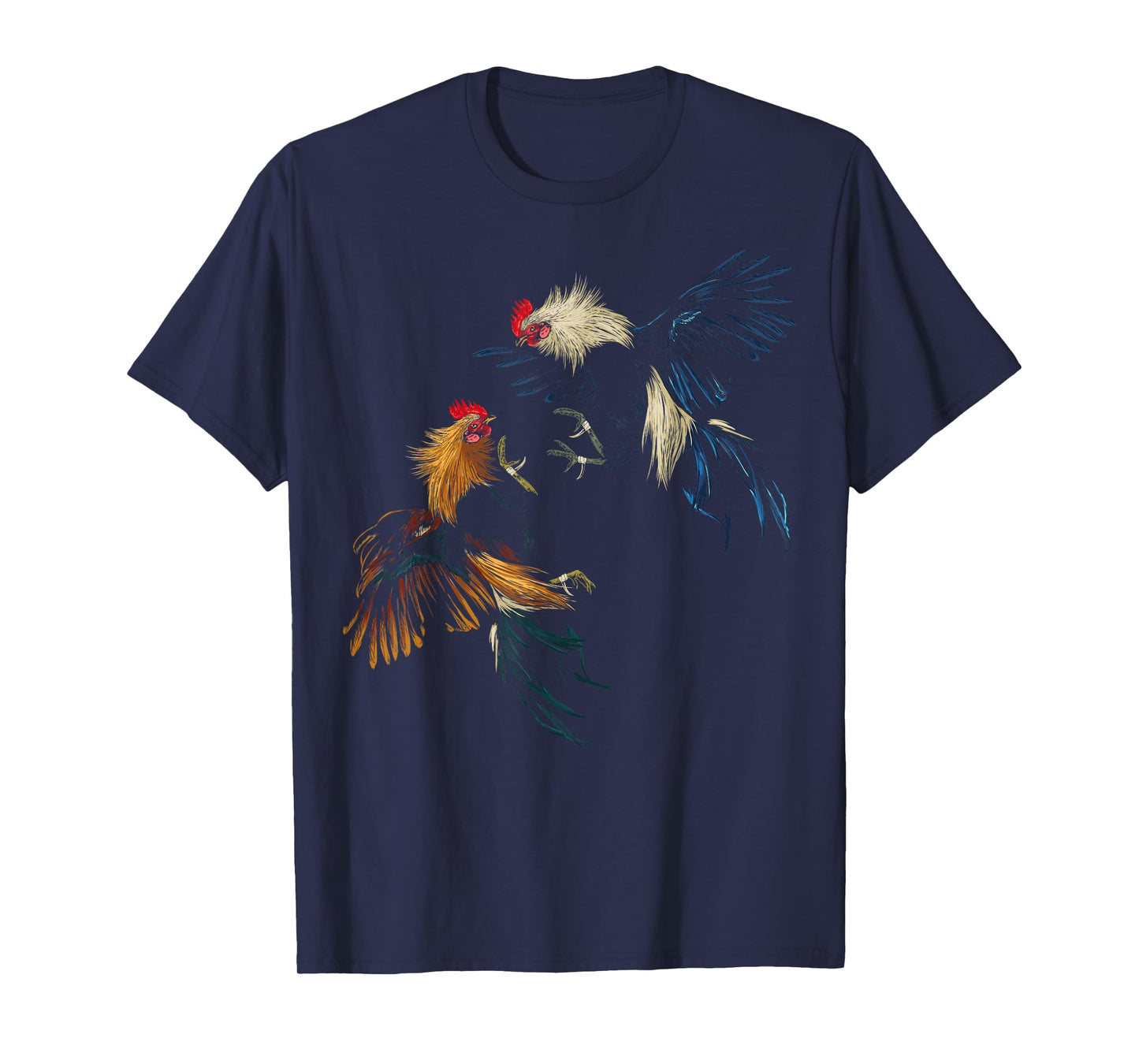 Peleas De Gallos Chickens Roosters Fighting T-Shirt - Black - Small - Unisex-Adults - Short Sleeve - Cotton 60%, Polyester 40% - Cockfighting Rooster Design - Classic Fit - Imported