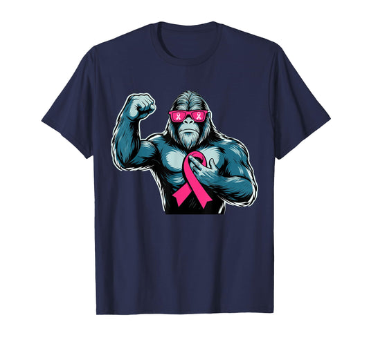 Bigfoot Breast Cancer Awareness Sasquatch Pink Ribbon Women T-Shirt