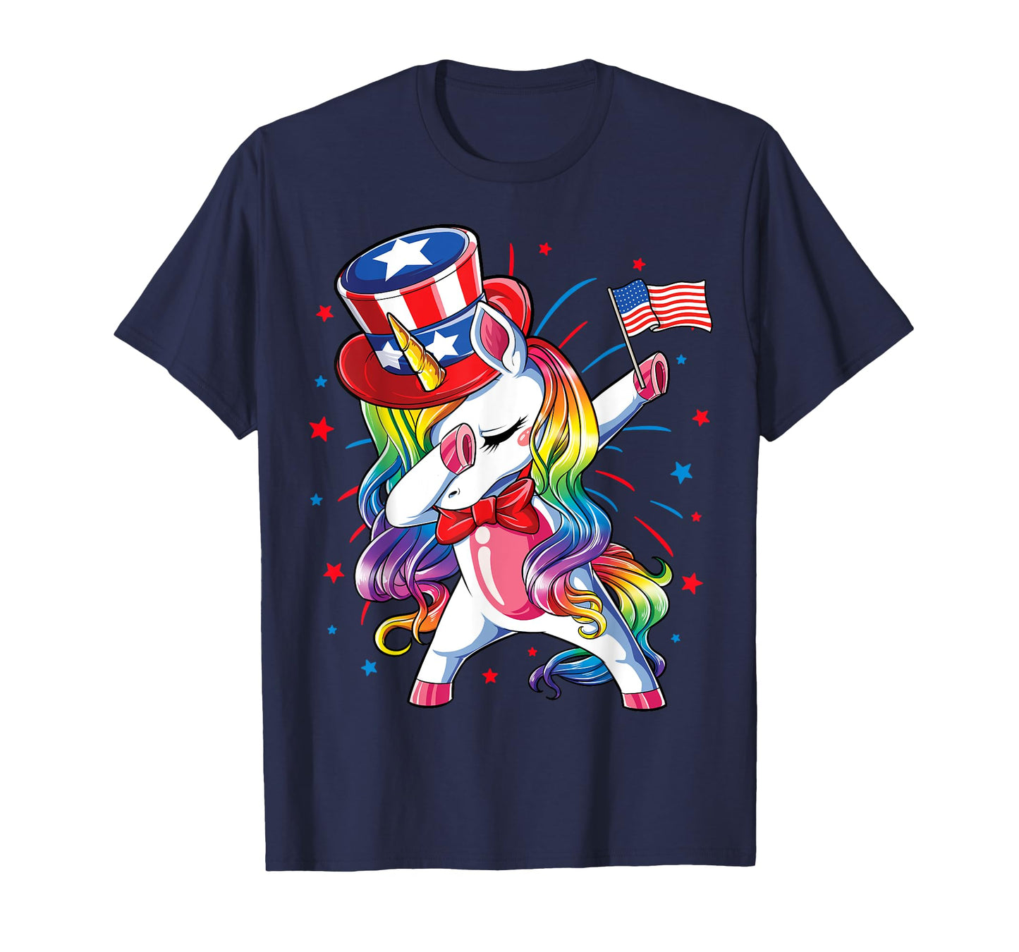 Dabbing Unicorn 4 July Uncle Sam Girls American T-Shirt
