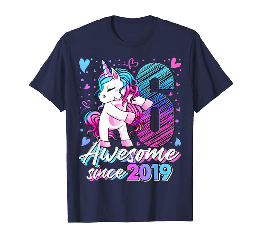 6 Year Old Unicorn Gifts For Girls 6th Birthday Girl Party T-Shirt