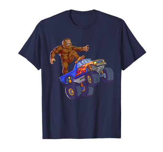 Bigfoot Riding Monster Truck Funny Sasquatch Monster Truck T-Shirt