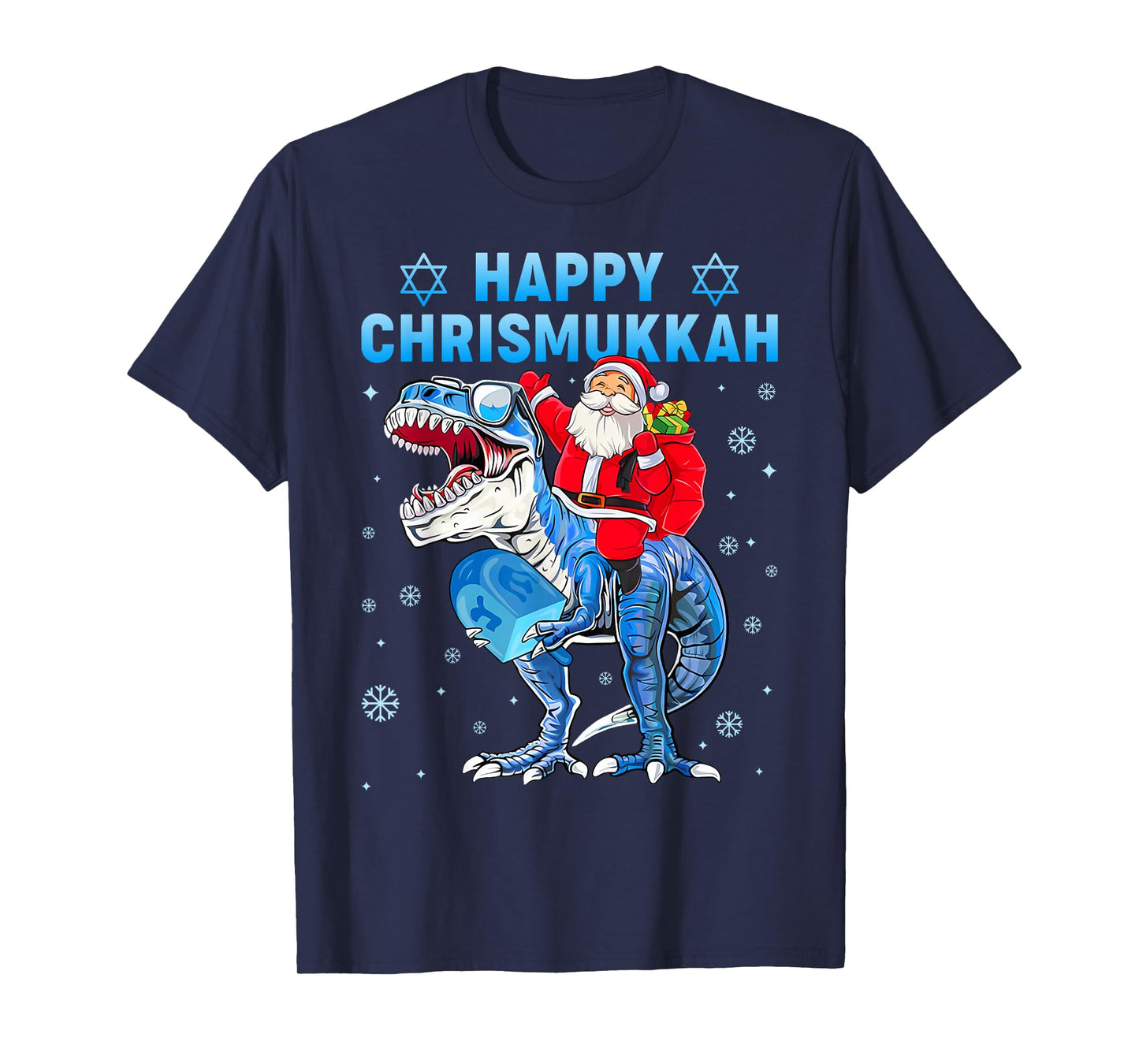 Happy Chrismukkah Hanukkah Cool Santa T-rex Jewish Boys Kids T-Shirt