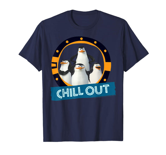 Madagascar Penguins Chill Out Text Poster T-Shirt