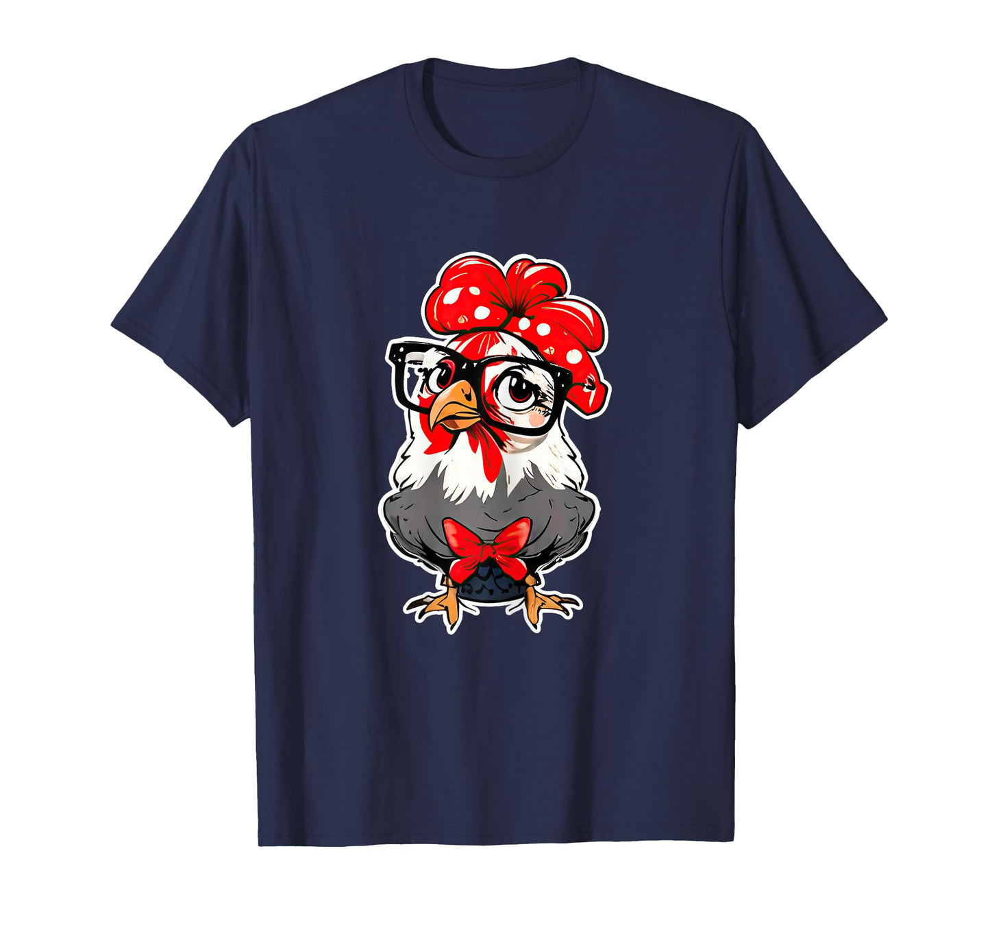 Cute Chicken With Bandana Headband and Glasses Women Girl T-Shirt