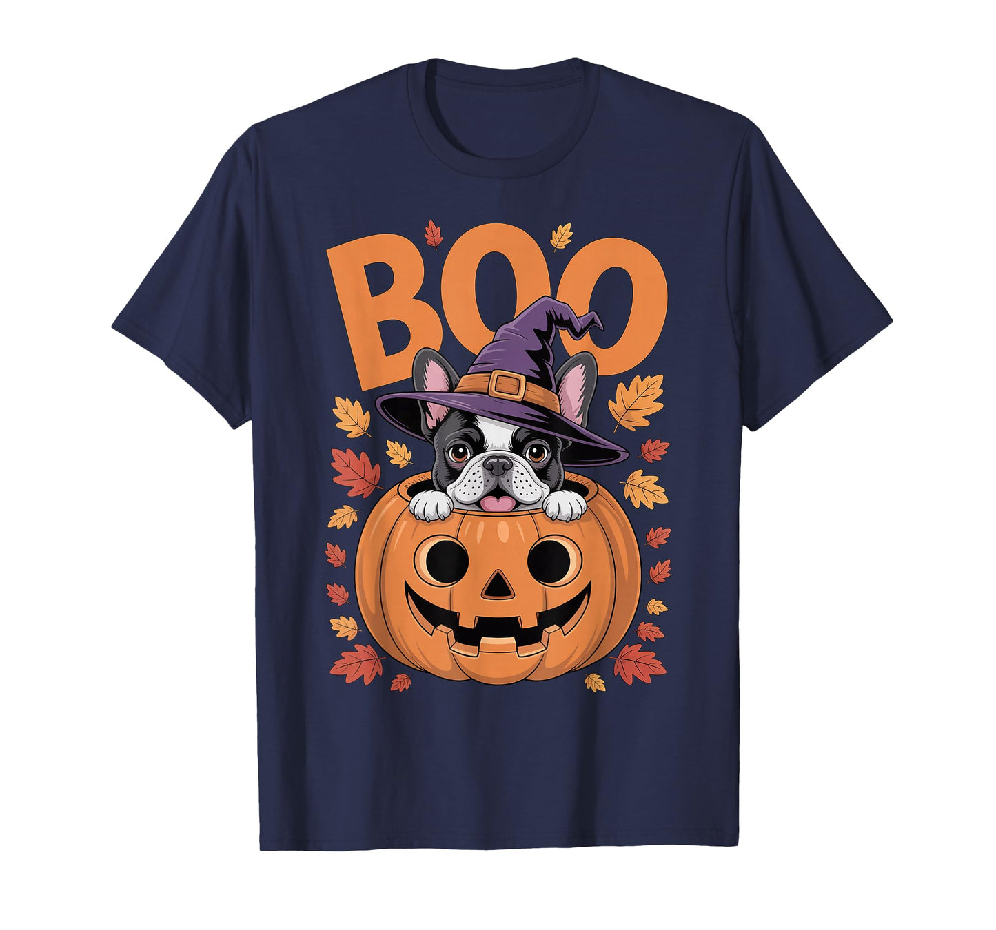 Frenchie Costume on Pumpkin Halloween French Bulldog T-Shirt