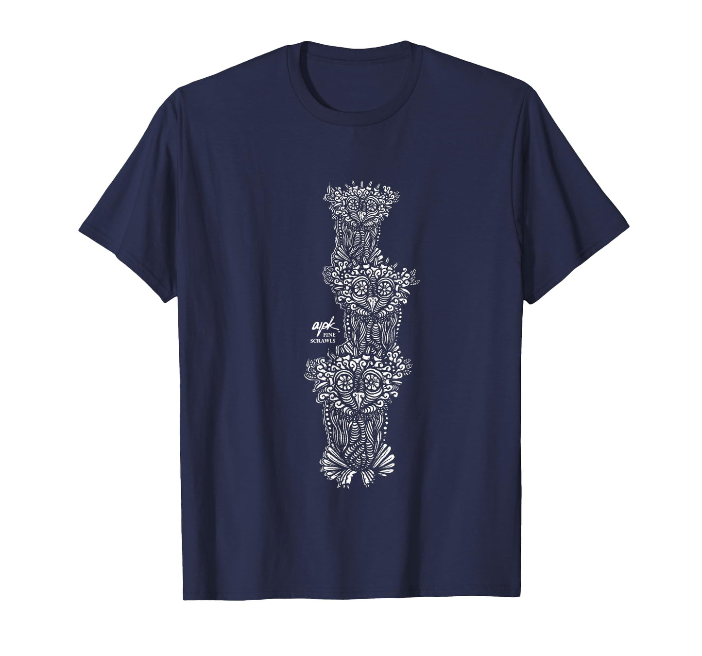 Owl Art Three Birds Drawing T-Shirt