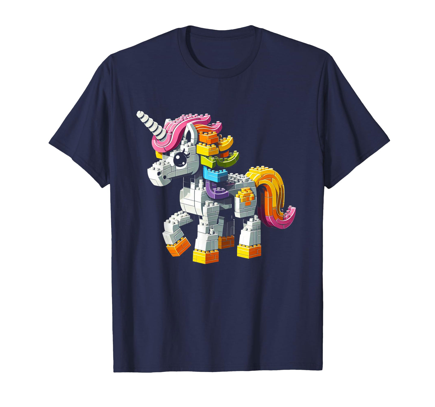 Block Building Unicorn Lover Master Builder Bricks T-Shirt