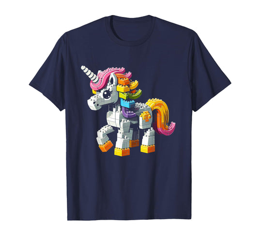 Block Building Unicorn Lover Master Builder Bricks T-Shirt