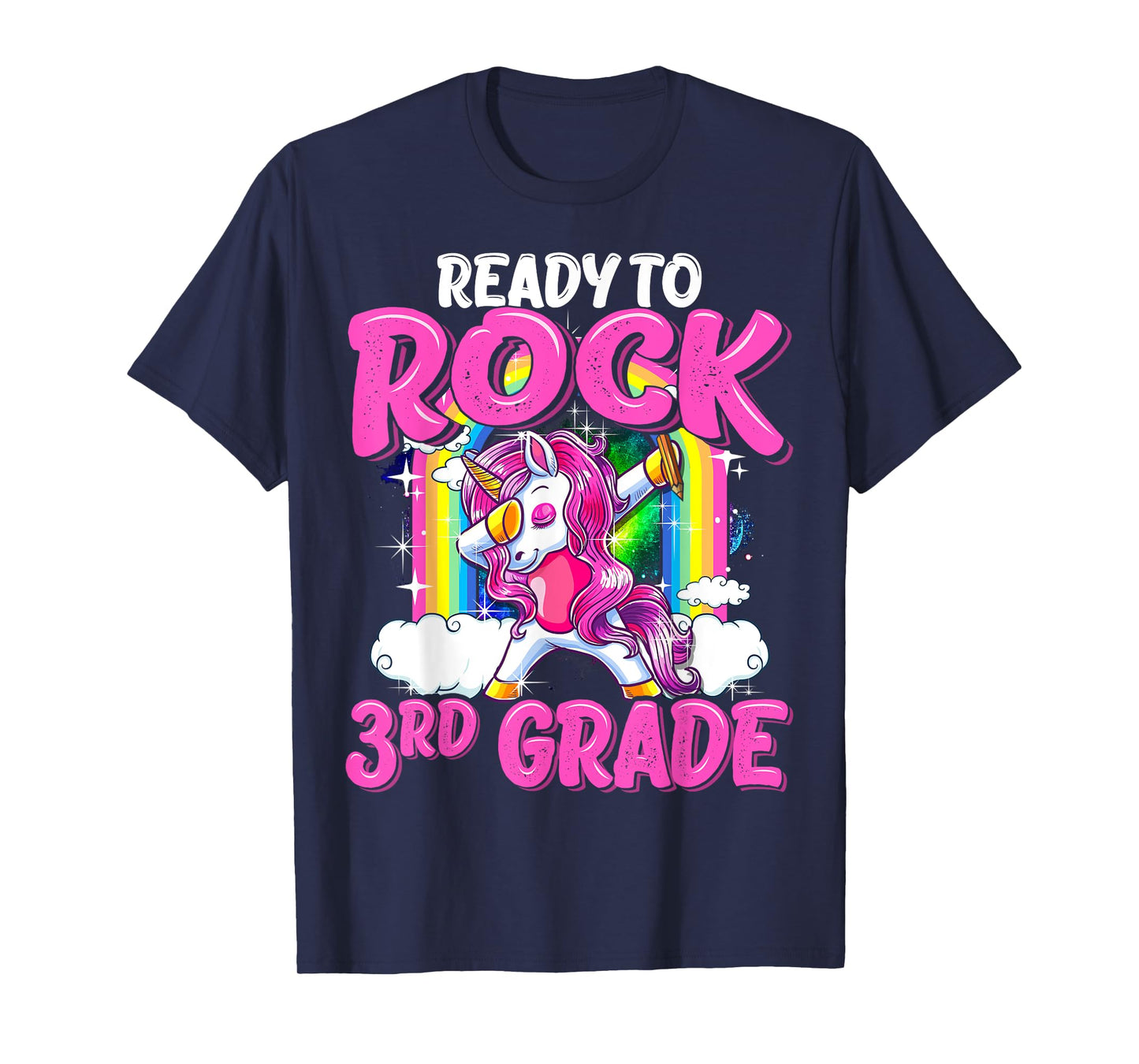 Ready To Rock 3rd Grade Dabbing Unicorn Back To School Girls T-Shirt
