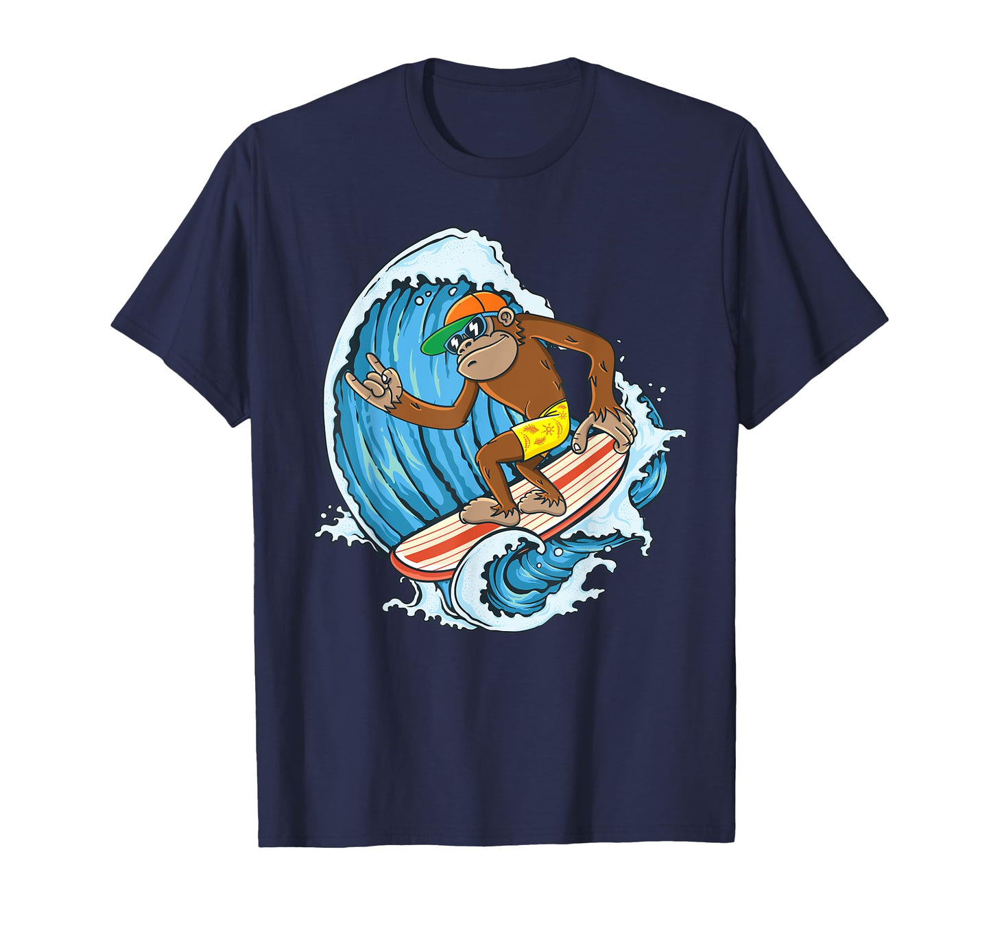 Retro Surfboard Boys Kids Surfboarders Cute Surfing Monkey T-Shirt