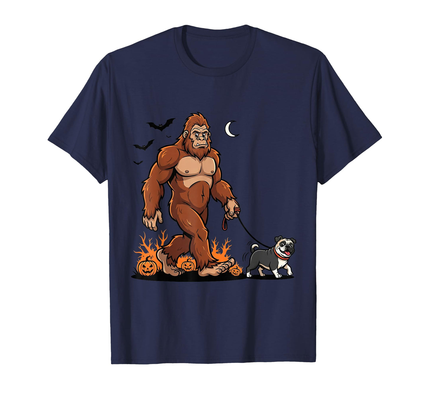 Bigfoot Walking Pug Halloween Dog Sasquatch Funny Costume T-Shirt