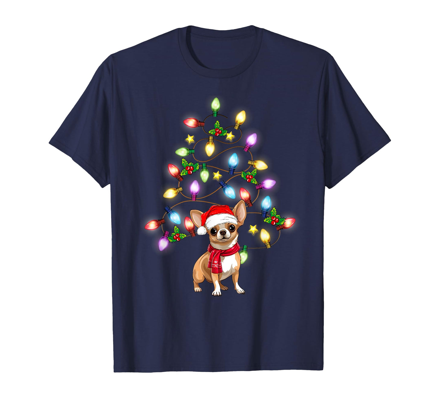 Chihuahua Cute Dog Santa Christmas Tree Decor T-Shirt