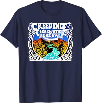 Creedence Clearwater Revival Unisex Adults Kids Blue Short Sleeve Cotton Polyester Blend Classic Fit T-Shirt Small
