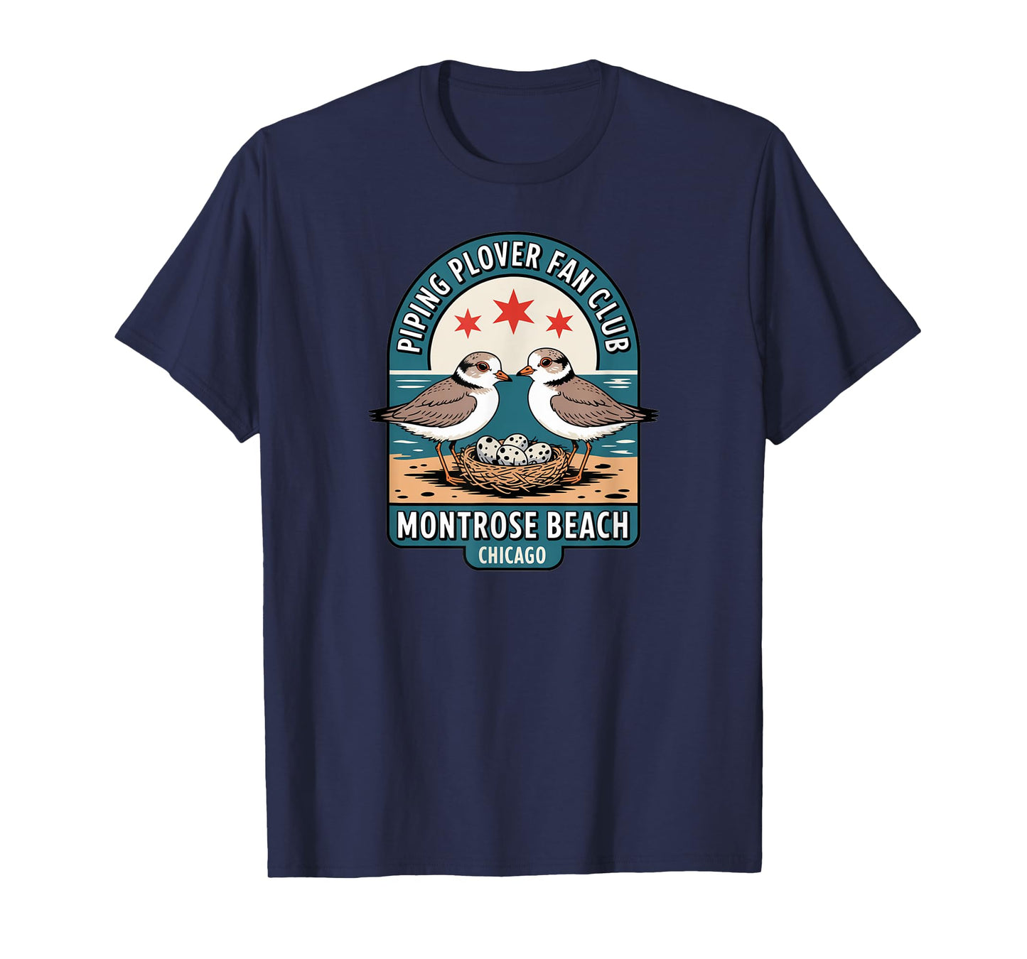 Piping Plover Fan Club - Montrose Beach Chicago Birds T-Shirt