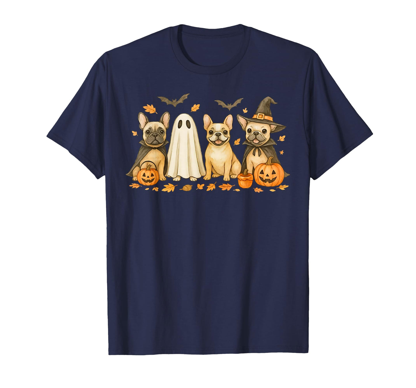 French Bulldog Ghost Witch Pumpkins Halloween Dog Costume T-Shirt