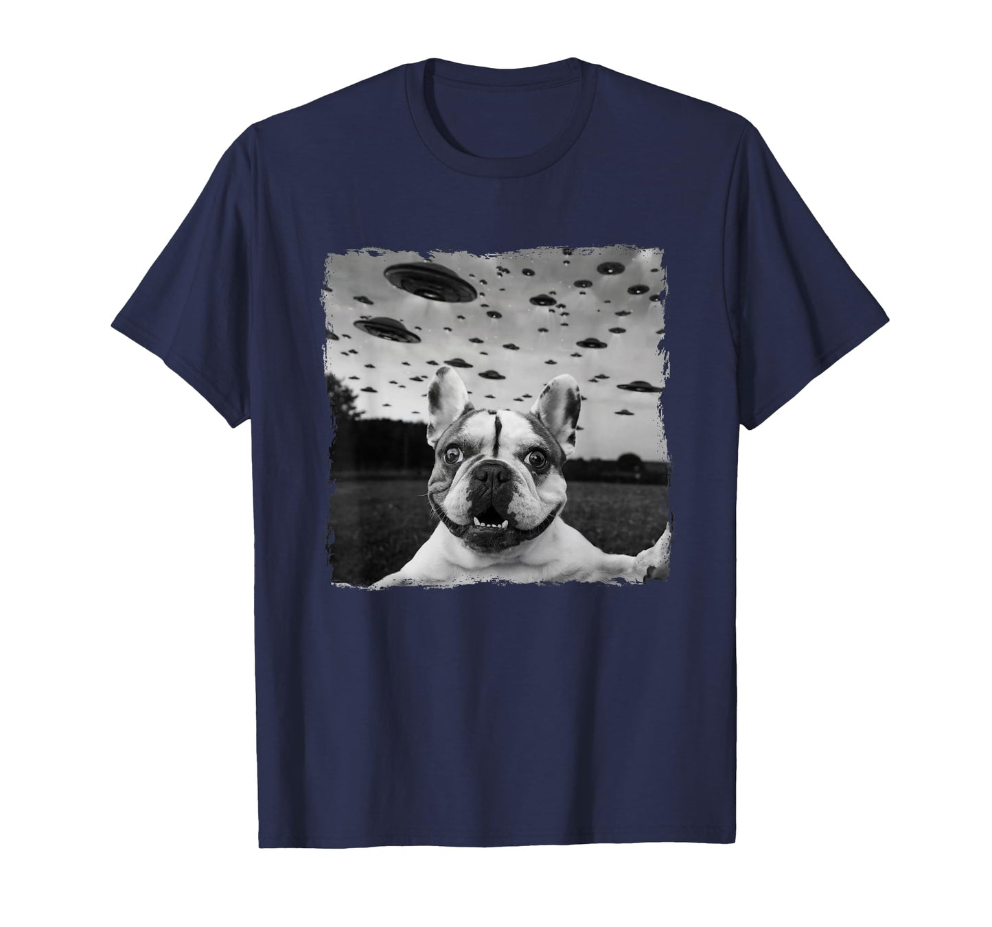 French BullDog Selfie UFO Alien Abduction Halloween Dog T-Shirt
