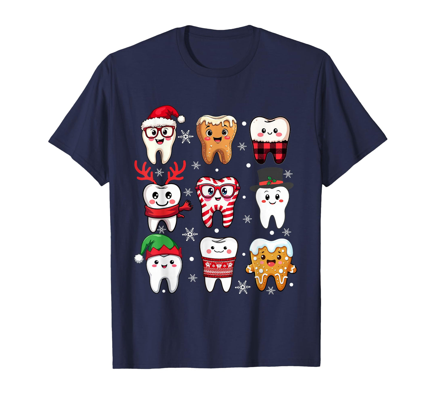 Funny Dental Christmas Cute Teeth Costume Dentist Santa Hat T-Shirt