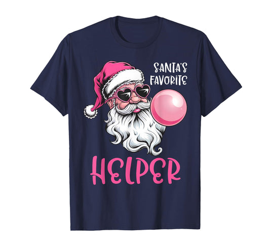 Santa's Favorite Helper Christmas Pink Santa Claus Balloon T-Shirt