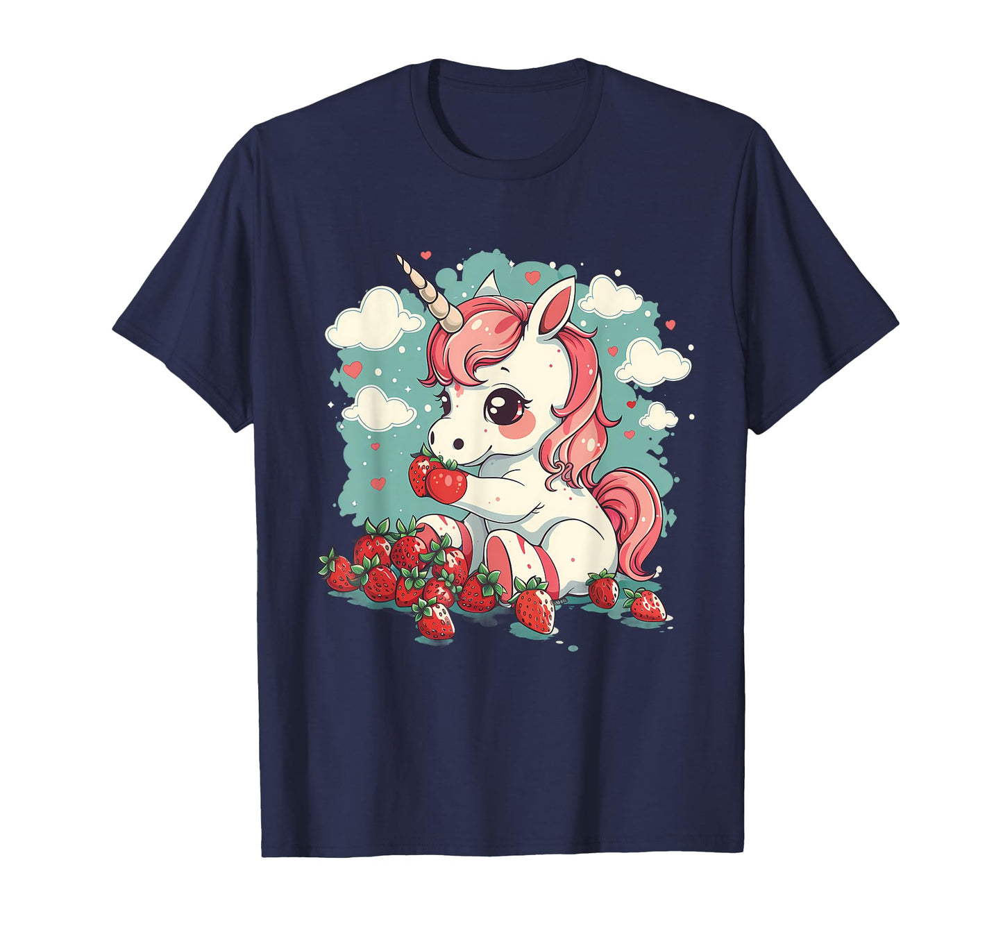 Strawberry Unicorn Cute Strawberries Fruit Animal Lover T-Shirt