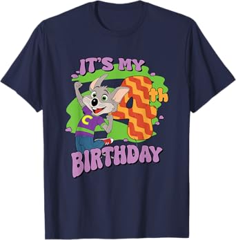 Chuck E. Cheese It's My 4th Birthday Happy Chuck Chest Logo T-Shirt