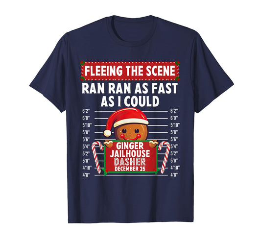 Fleeing The Scene Ginger Jailhouse Christmas Gingerbread T-Shirt