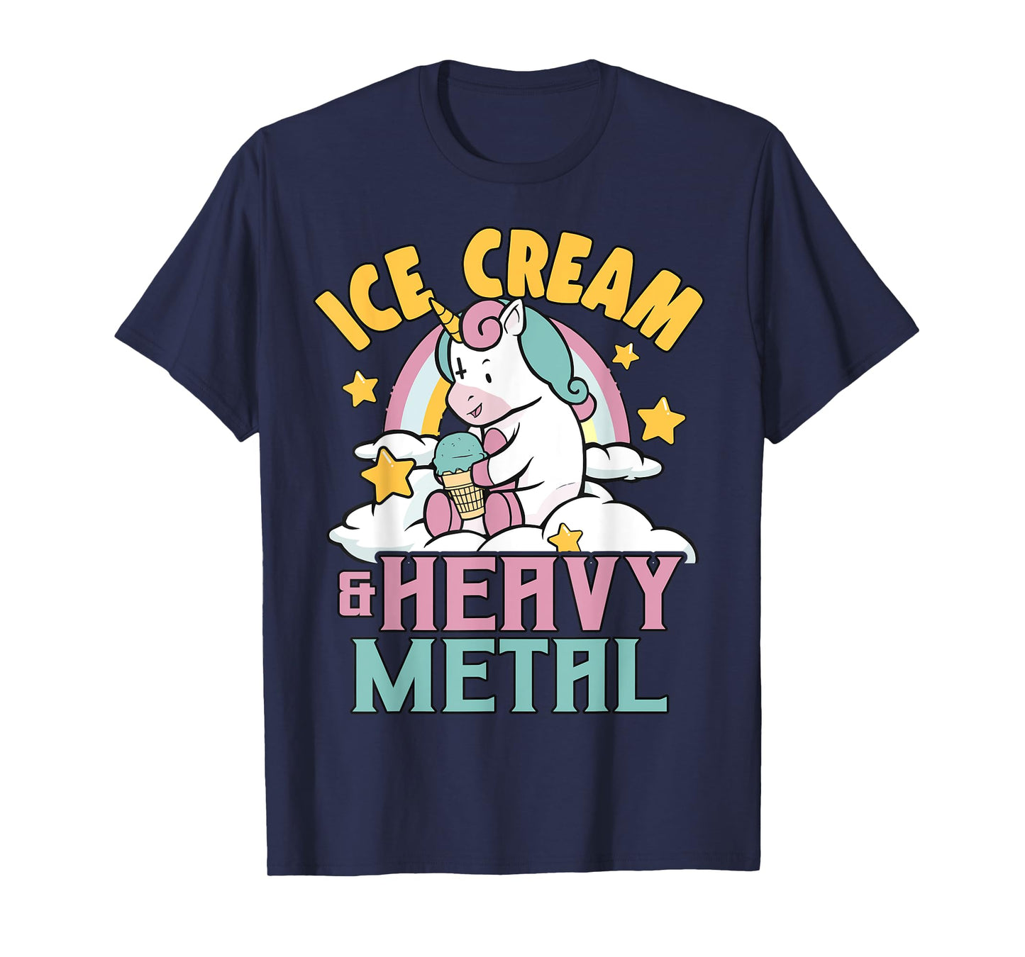 Ice Cream & Heavy Metal Unicorn Metal Rainbow Death Metal Men Women Kids T-Shirt