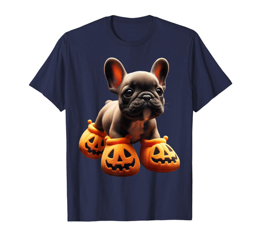 French Bulldog Pumpkin Slippers Men Women Kids Halloween T-Shirt